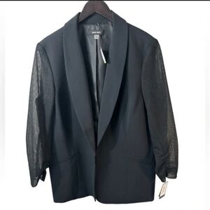 Nine West Black blazer with see-through net sleeves, size 10